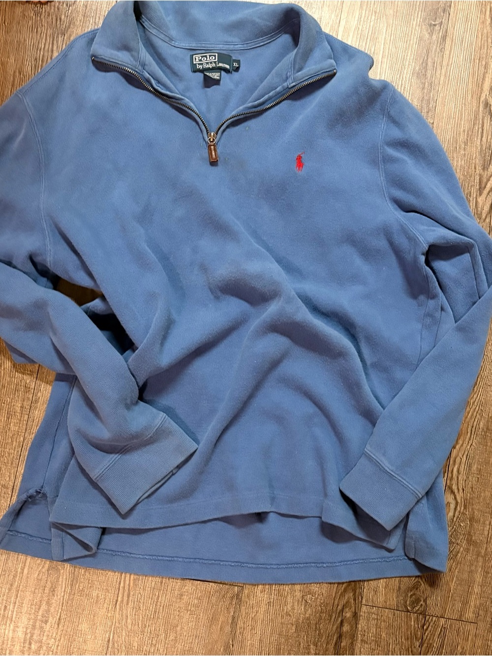 Ralph Lauren Men's Light Blue Quarter-Zip Pullover with Red Pony